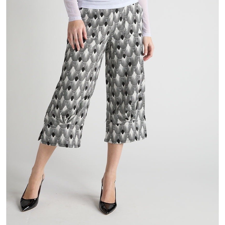 Kozan Xl Geisha Print Wide Leg Crop Pants Artwear Lagenlook Turkey